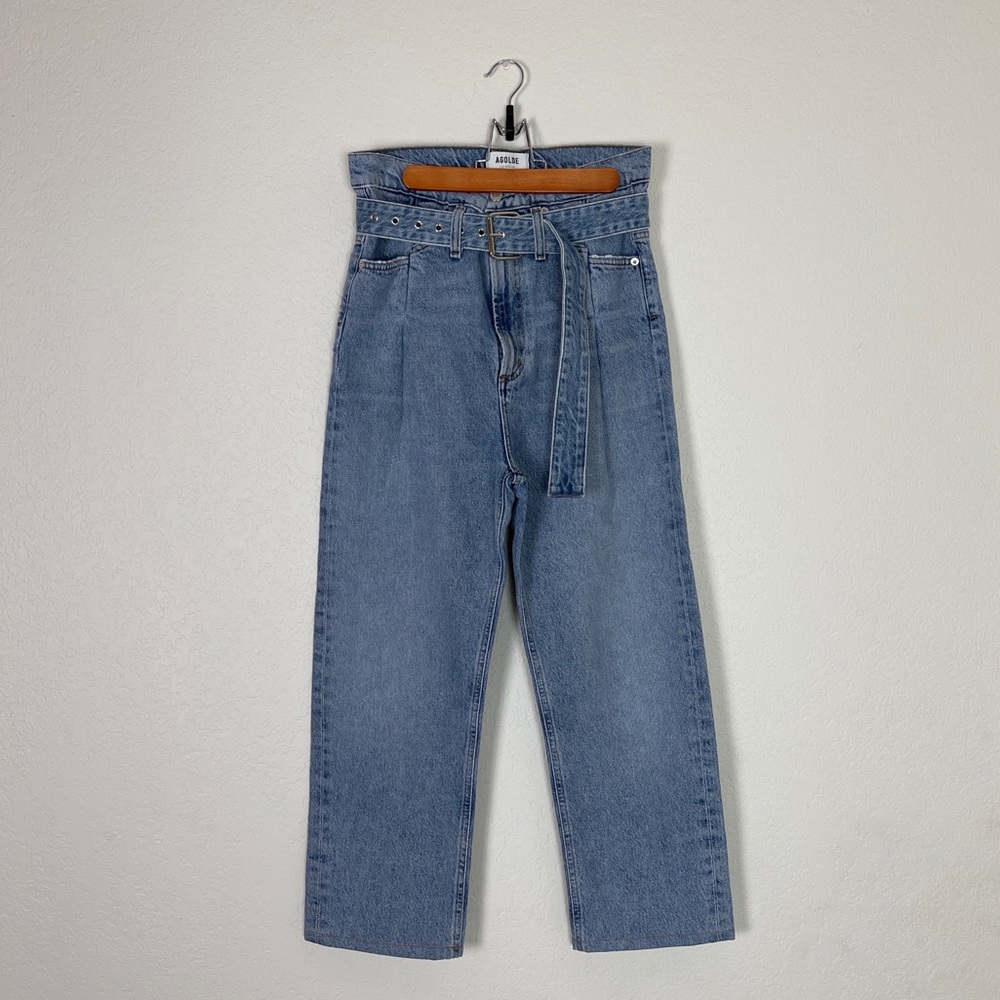 Agolde Light Blue High-Rise Paperbag Jeans - Picture 12 of 14